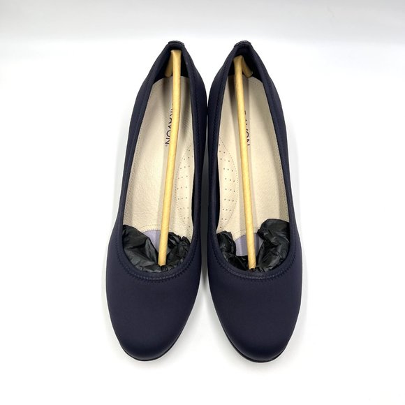 10XW 10 2E Aravon Career Navy Blue Comfort Dress‎ Pumps Block Heels Shoes - Picture 3 of 15